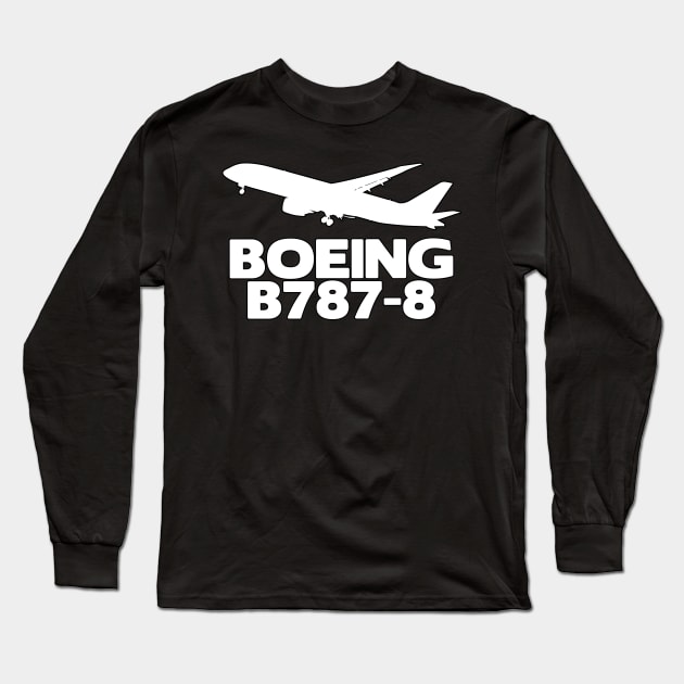 Boeing B787-8 Silhouette Print (White) Long Sleeve T-Shirt by TheArtofFlying